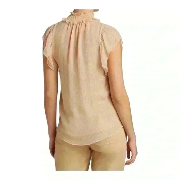 A.L.C.  NWT Hayley Silk Short Sleeve Top Champagne with Gold Metallic Women’s 4 - Picture 2 of 12